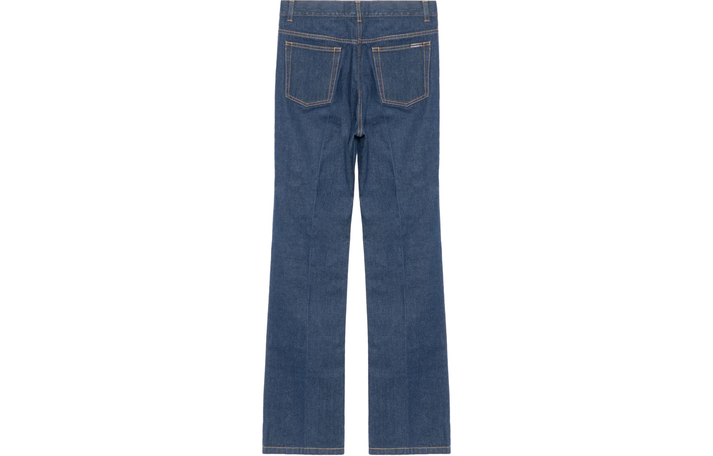 Lookbook (W) SAINT LAURENT Seluar Jeans Kasual Potongan Lurus Biru 705103Y24MA4127