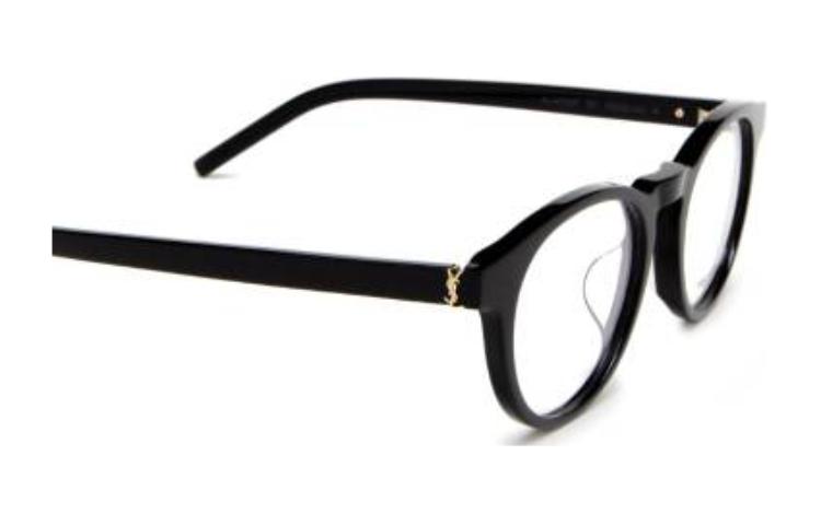 (Women) SAINT LAURENT  Square Black Optical Glasses with Logo Accents. SLM122F001