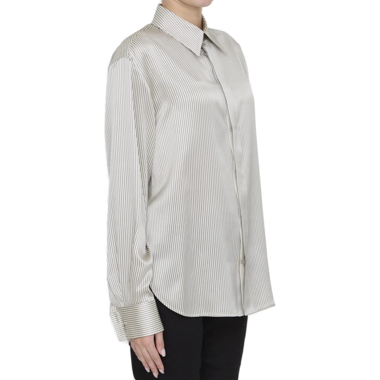 Details for (W) SAINT LAURENT 條紋真絲緞面男友風襯衫 米色長袖襯衫 777862Y3I879019