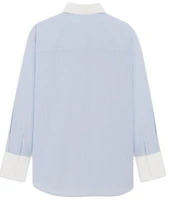 Lookbook (Women) Saint Laurent Striped Solid Long-Sleeve Shirt Blue. 782496Y5I744360