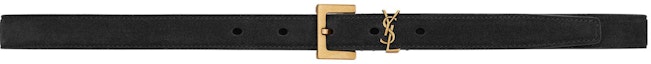 Buy (Women) Saint Laurent Suede Leather Belt Black 2cm with Signature Buckle. 554465C0X0W1000
