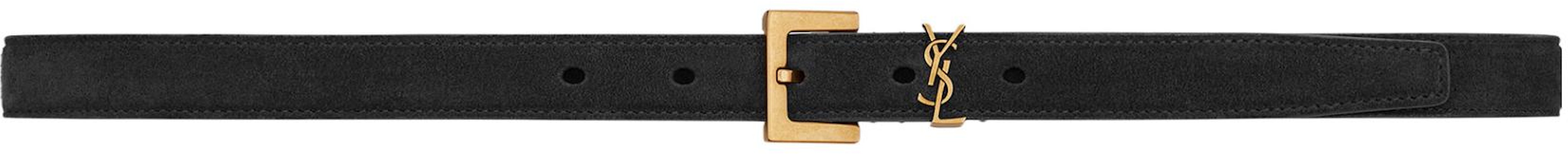 (Women) Saint Laurent Suede Leather Belt Black 2cm with Signature Buckle. 554465C0X0W1000 Order (Women) Saint Laurent Suede Leather Belt Black 2cm with Signature Buckle. 554465C0X0W1000