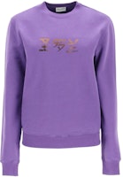 (Women) SAINT LAURENT Text Print Crewneck Long Sleeve Sweatshirt Purple 665221-Y36HR-5105 (Women) SAINT LAURENT Text Print Crewneck Long Sleeve Sweatshirt Purple 665221-Y36HR-5105