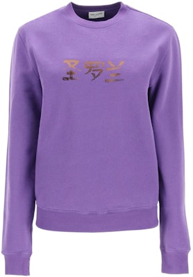 (Women) SAINT LAURENT Text Print Crewneck Long Sleeve Sweatshirt Purple 665221-Y36HR-5105 Buy (Women) SAINT LAURENT Text Print Crewneck Long Sleeve Sweatshirt Purple 665221-Y36HR-5105