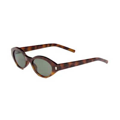 (Women) SAINT LAURENT Tortoiseshell Oval Acetate Metal Frame Sunglasses 714794Y99012513