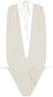 Order (W) SAINT LAURENT Baju Renang One-Piece V-Neck Cream White. 783574Y37PG9078