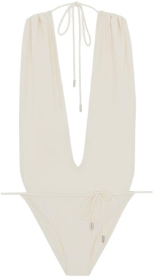 (W) SAINT LAURENT Baju Renang One-Piece V-Neck Cream White. 783574Y37PG9078 Order (W) SAINT LAURENT Baju Renang One-Piece V-Neck Cream White. 783574Y37PG9078