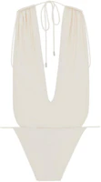 Lookbook (W) SAINT LAURENT Baju Renang One-Piece V-Neck Cream White. 783574Y37PG9078
