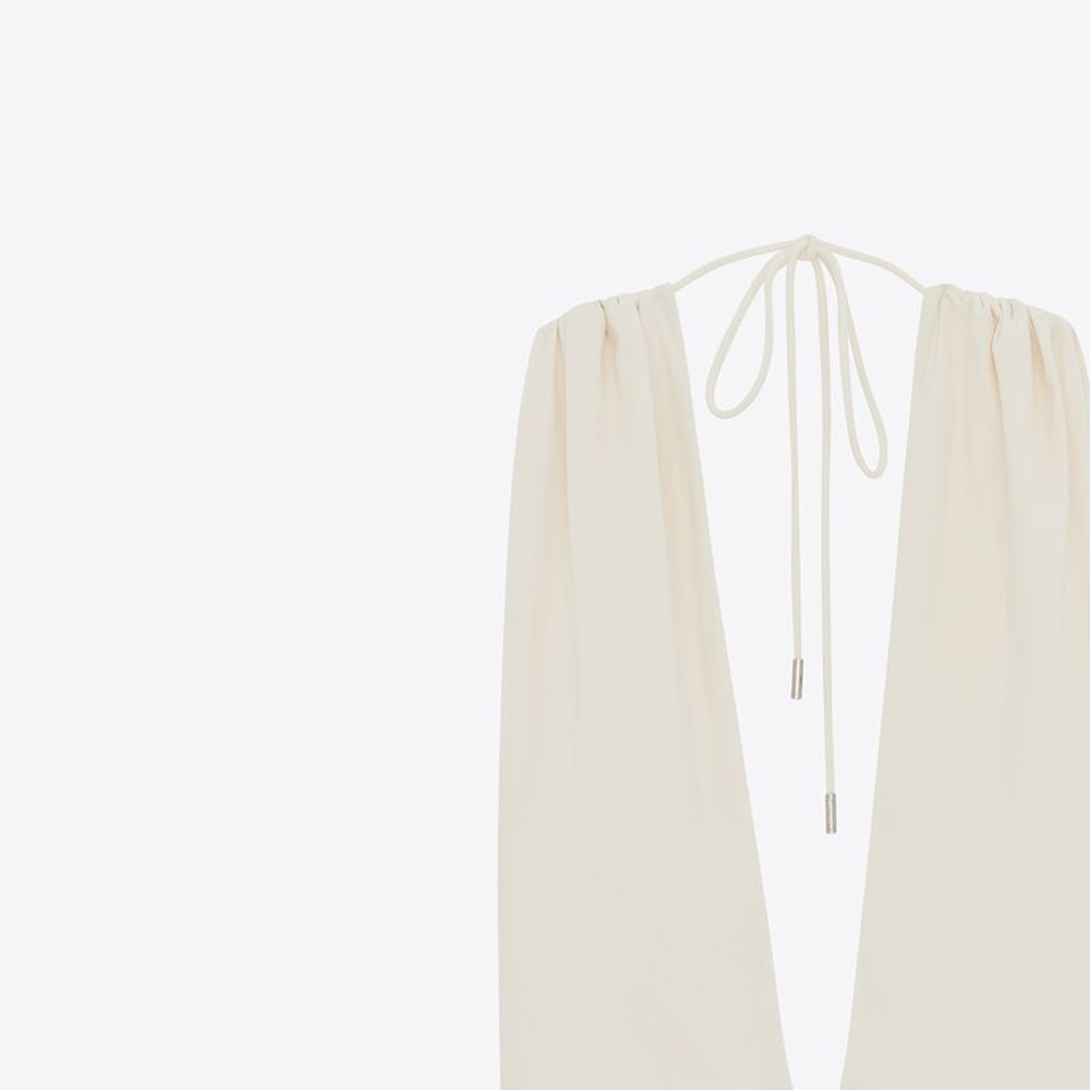 Shop (W) SAINT LAURENT Baju Renang One-Piece V-Neck Cream White. 783574Y37PG9078