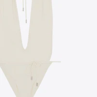 Sizing (W) SAINT LAURENT Baju Renang One-Piece V-Neck Cream White. 783574Y37PG9078