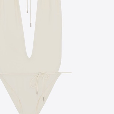 (W) SAINT LAURENT Baju Renang One-Piece V-Neck Cream White. 783574Y37PG9078 Sizing (W) SAINT LAURENT Baju Renang One-Piece V-Neck Cream White. 783574Y37PG9078