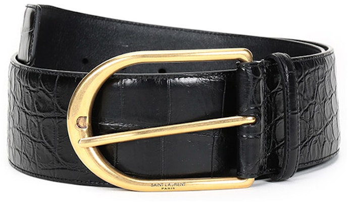 (Women) SAINT LAURENT Vintage Leather Belt with Buckle - 5.5cm Wide 619783-1SR0W-1000 Order (Women) SAINT LAURENT Vintage Leather Belt with Buckle - 5.5cm Wide 619783-1SR0W-1000