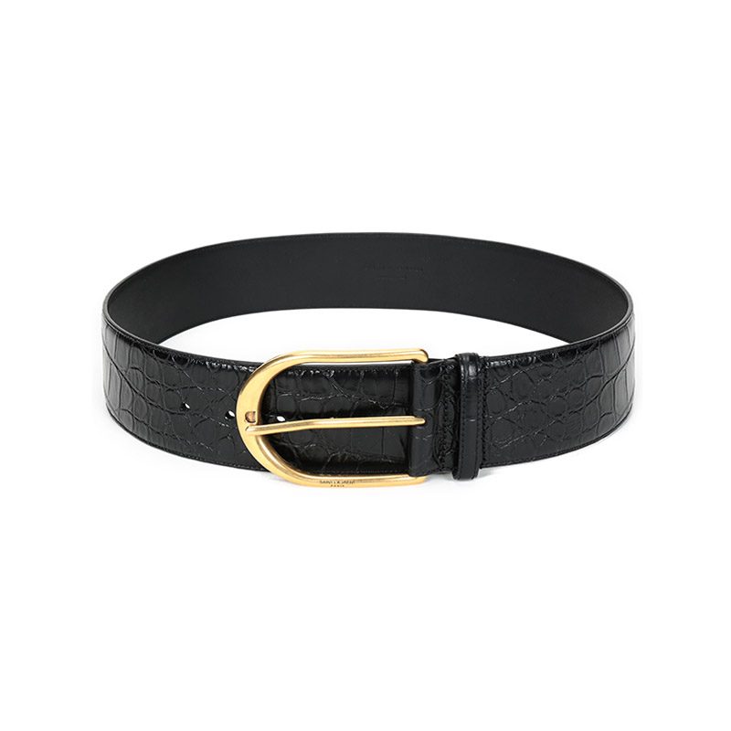Shop (Women) SAINT LAURENT  Vintage Leather Belt with Buckle - 5.5cm Wide 619783-1SR0W-1000