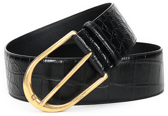 (Women) SAINT LAURENT Vintage Leather Belt with Buckle - 5.5cm Wide 619783-1SR0W-1000 Purchase (Women) SAINT LAURENT Vintage Leather Belt with Buckle - 5.5cm Wide 619783-1SR0W-1000