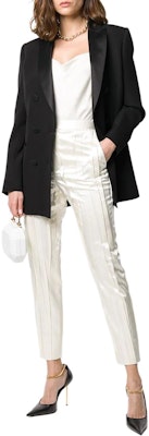 (W) SAINT LAURENT Seluar Putih High-Waisted Slim Fit Kasual Berlipat. 611919Y2A31-9601 Lookbook (W) SAINT LAURENT Seluar Putih High-Waisted Slim Fit Kasual Berlipat. 611919Y2A31-9601