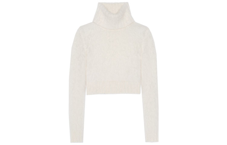 Order (Women) SAINT LAURENT  White High Neck Long Sleeve Pullover Sweater 686807Y75MM9502