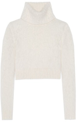 (Women) SAINT LAURENT White High Neck Long Sleeve Pullover Sweater 686807Y75MM9502 Order (Women) SAINT LAURENT White High Neck Long Sleeve Pullover Sweater 686807Y75MM9502