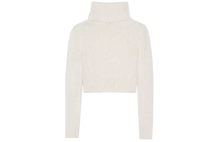 Lookbook (Women) SAINT LAURENT  White High Neck Long Sleeve Pullover Sweater 686807Y75MM9502