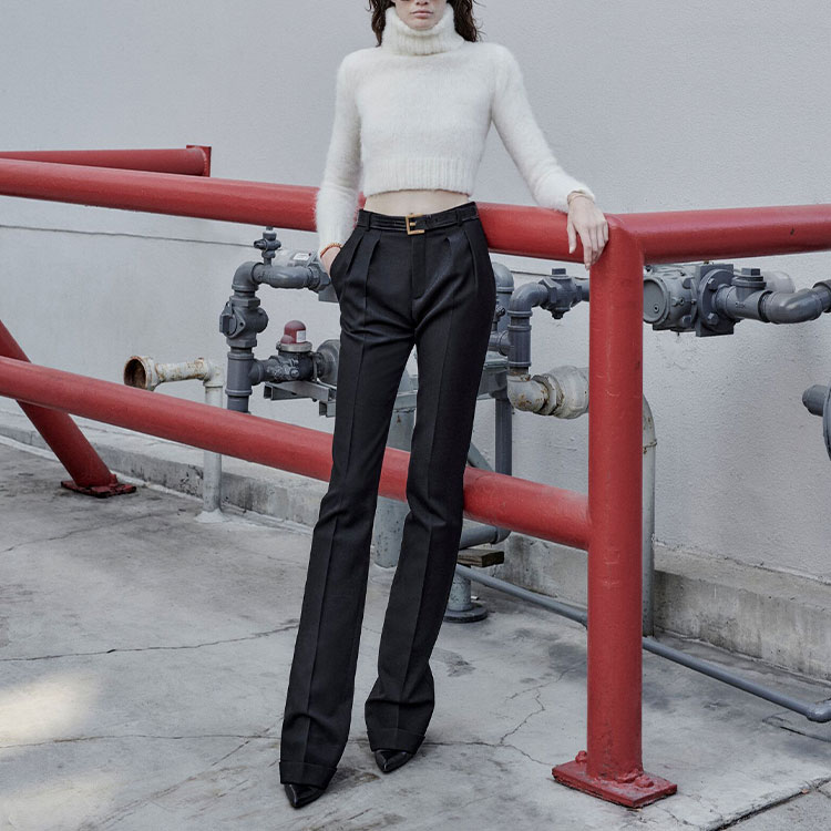 Shop (Women) SAINT LAURENT  White High Neck Long Sleeve Pullover Sweater 686807Y75MM9502