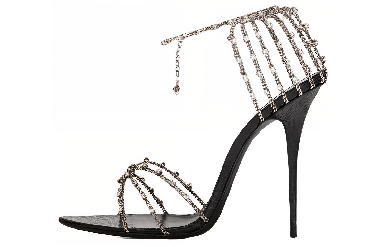 (Women) Saint Laurent Alex Leather Stiletto Slide 11cm 'Fashion Sandal Black' 702695EX71A1082