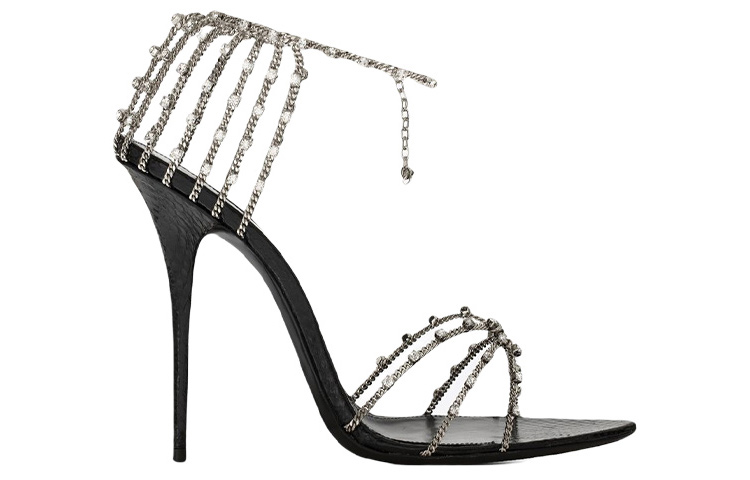 Order (W) 圣罗兰Alex细高跟凉鞋 11cm '时尚黑色凉鞋' 702695EX71A1082