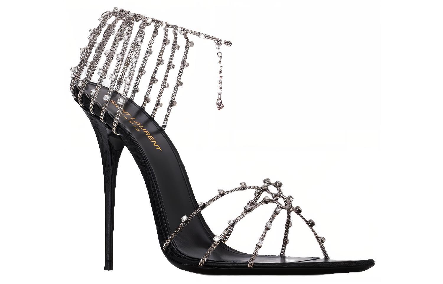 Lookbook (W) Saint Laurent Alex Leder Stiletto Sandale 11cm ''Fashion Sandal Schwarz'' 702695EX71A1082