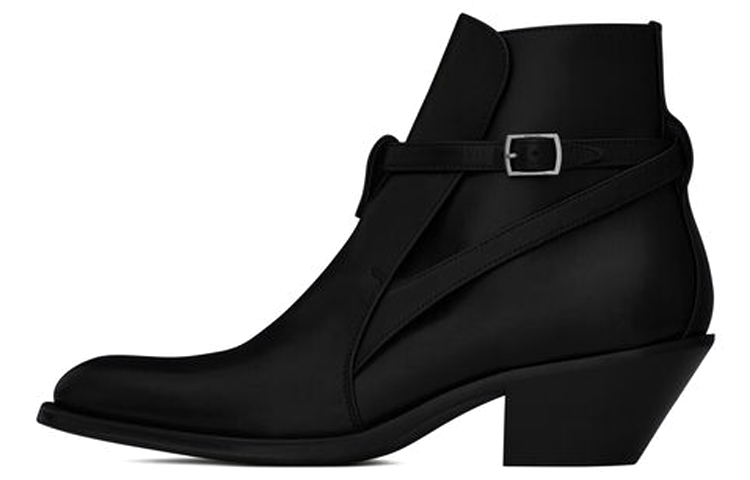 (Women) Saint Laurent Almond Toe Leather Ankle Boots 'Black' 67025125X001000