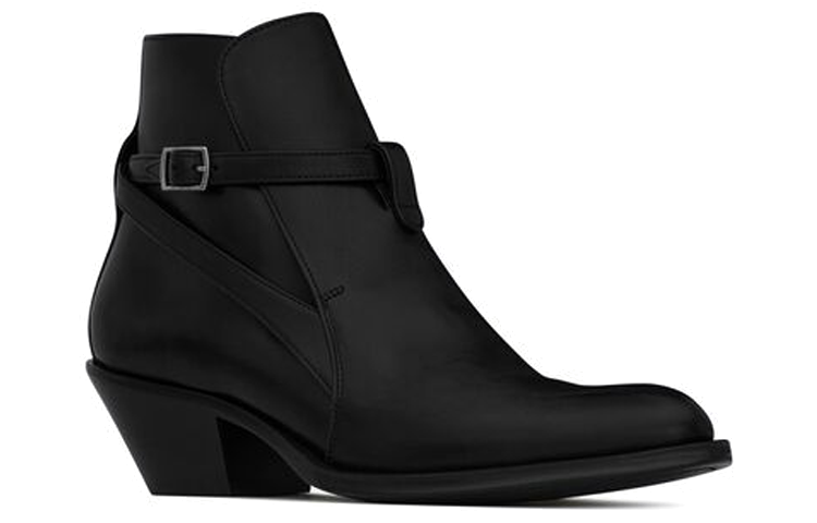 Order (Women) Saint Laurent Almond Toe Leather Ankle Boots 'Black' 67025125X001000