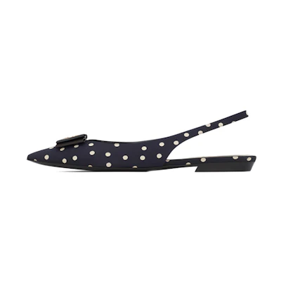 (W) Saint Laurent Anais Slingback Flats 'Navy'