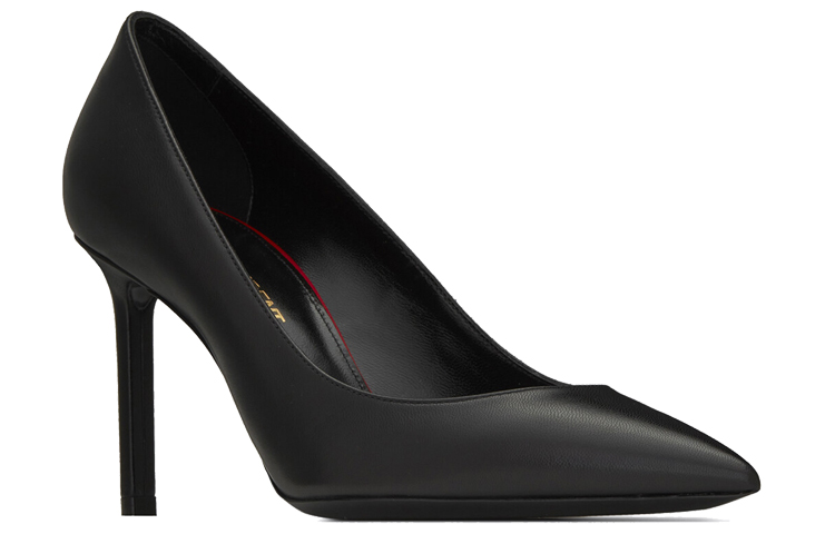 Lookbook (W) 圣罗兰 Anja 黑色光滑皮革极简休闲高跟鞋 489751AKP001000