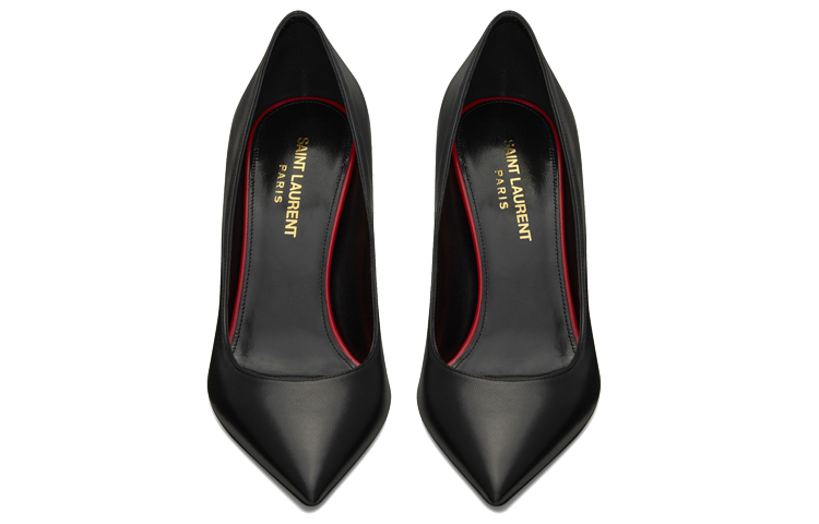 Shop (W) 圣罗兰 Anja 黑色光滑皮革极简休闲高跟鞋 489751AKP001000