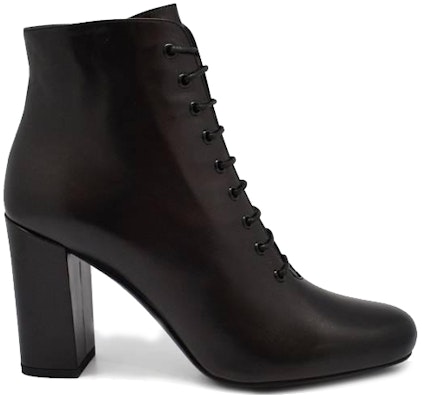 (W) Saint Laurent Sepatu Bot 'Kulit Hitam Hak Tebal' 404546AKP001000 Order (W) Saint Laurent Sepatu Bot 'Kulit Hitam Hak Tebal' 404546AKP001000