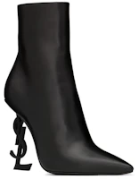 Lookbook SAINT LAURENT 羊皮 尖头及踝 短靴 11cm 女款 黑色