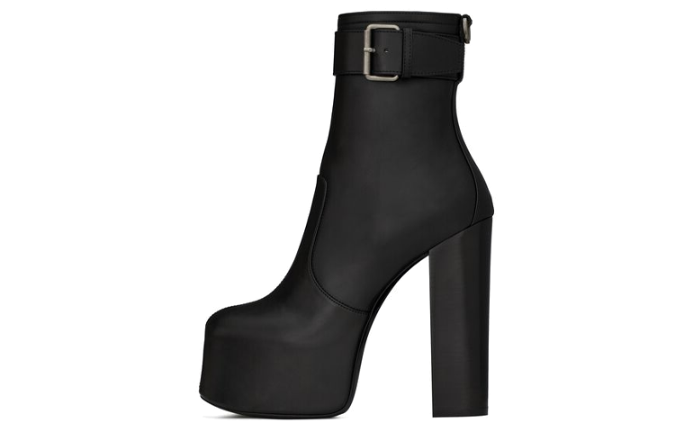 Buy (W) Bota Tobillera Saint Laurent 'Cuero Negro Punta Redonda' 6876621Y8001000