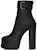 (W) Saint Laurent But Buku 'Kulit Hitam Kaki Bulat' 6876621Y8001000