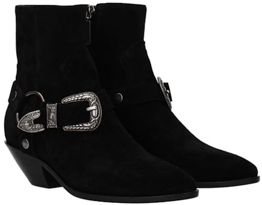 (W) Saint Laurent Sepatu Boot 'Black Suede Chunky Heel' 554725BT3001000 Order (W) Saint Laurent Sepatu Boot 'Black Suede Chunky Heel' 554725BT3001000