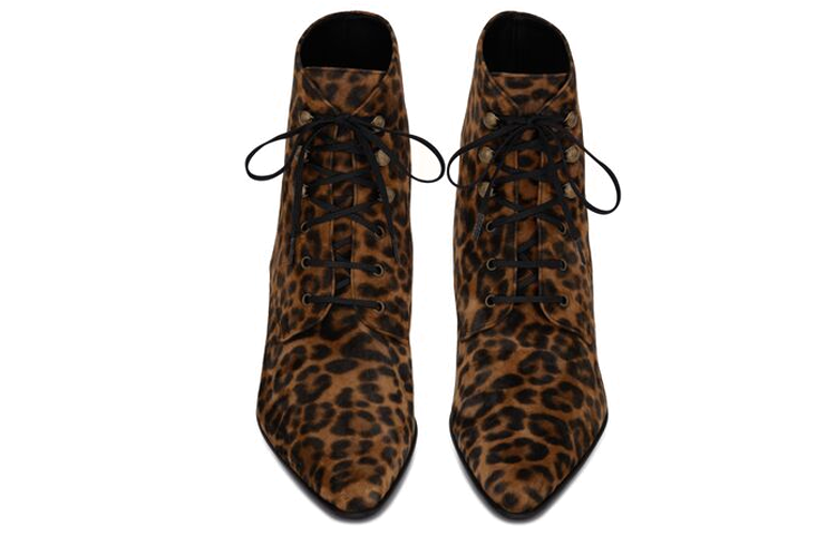 Lookbook (W) Saint Laurent Sepatu Boots 'Tali Kulit Cokelat' 6761581FL002198