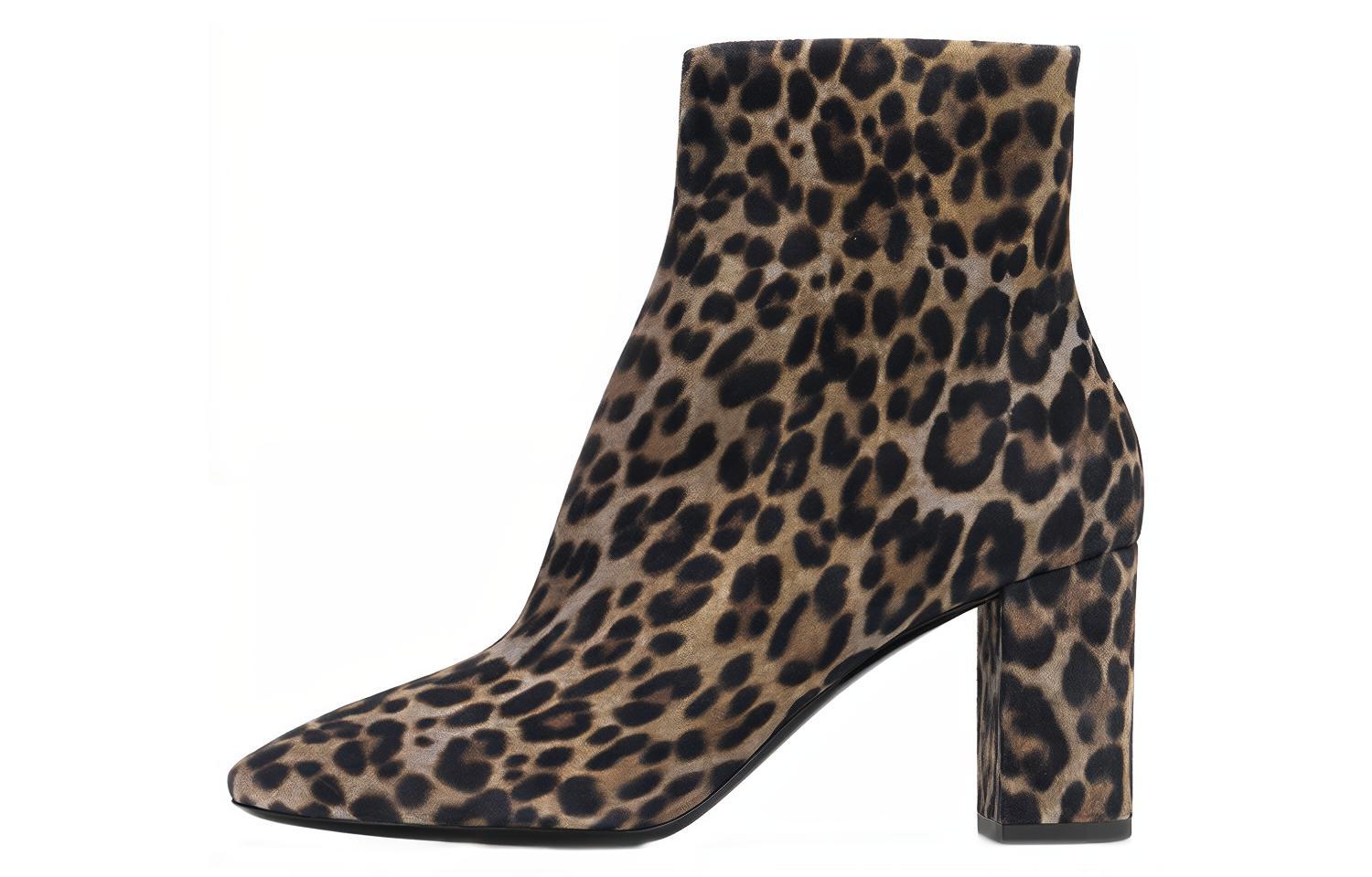 Buy SAINT LAURENT 皮革短靴 女款 豹紋