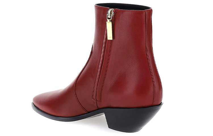 Lookbook 聖羅蘭 小牛皮短靴 女款 紅色