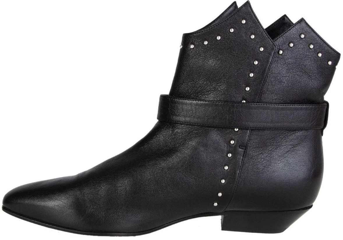 women-saint-laurent-ankle-boots-black-leather-buckle-395508-cs-5001000