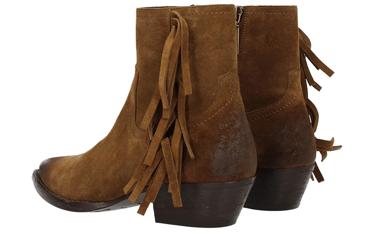 Lookbook (W) 생 로랑 브라운 스웨이드 앵클 부츠 565591BT3002330