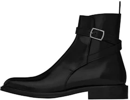 Buy SAINT LAURENT Army 休閒時尚亮面皮革馬褲短靴 女款 黑色
