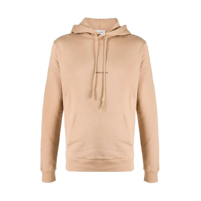 (Women) Saint Laurent Beige Logo Print Hooded Pullover Sweatshirt 632408YBQZ22173