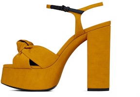 (Women) Saint Laurent Bianca High Heel 'Yellow Linen and Smooth Leather' 6594762V8007008 (Women) Saint Laurent Bianca High Heel 'Yellow Linen and Smooth Leather' 6594762V8007008