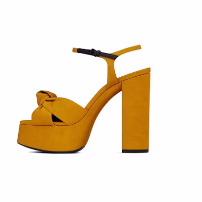 (W) Saint Laurent Bianca High Heel 'Yellow Linen and Smooth Leather'