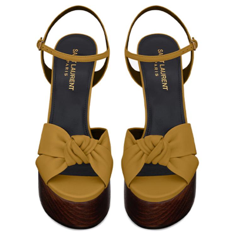 Shop (W) Saint Laurent Bianca Sepatu Hak Tinggi 'Kulit Mulus Kuning' 6490872O5002850