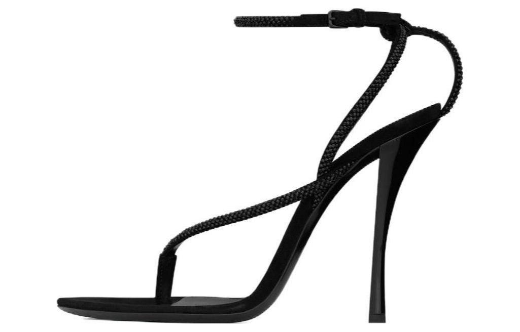 (W) Saint Laurent Black 'Simple One-Strap Sandal'