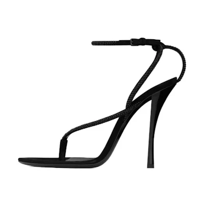 (W) Saint Laurent Black 'Simple One-Strap Sandal'