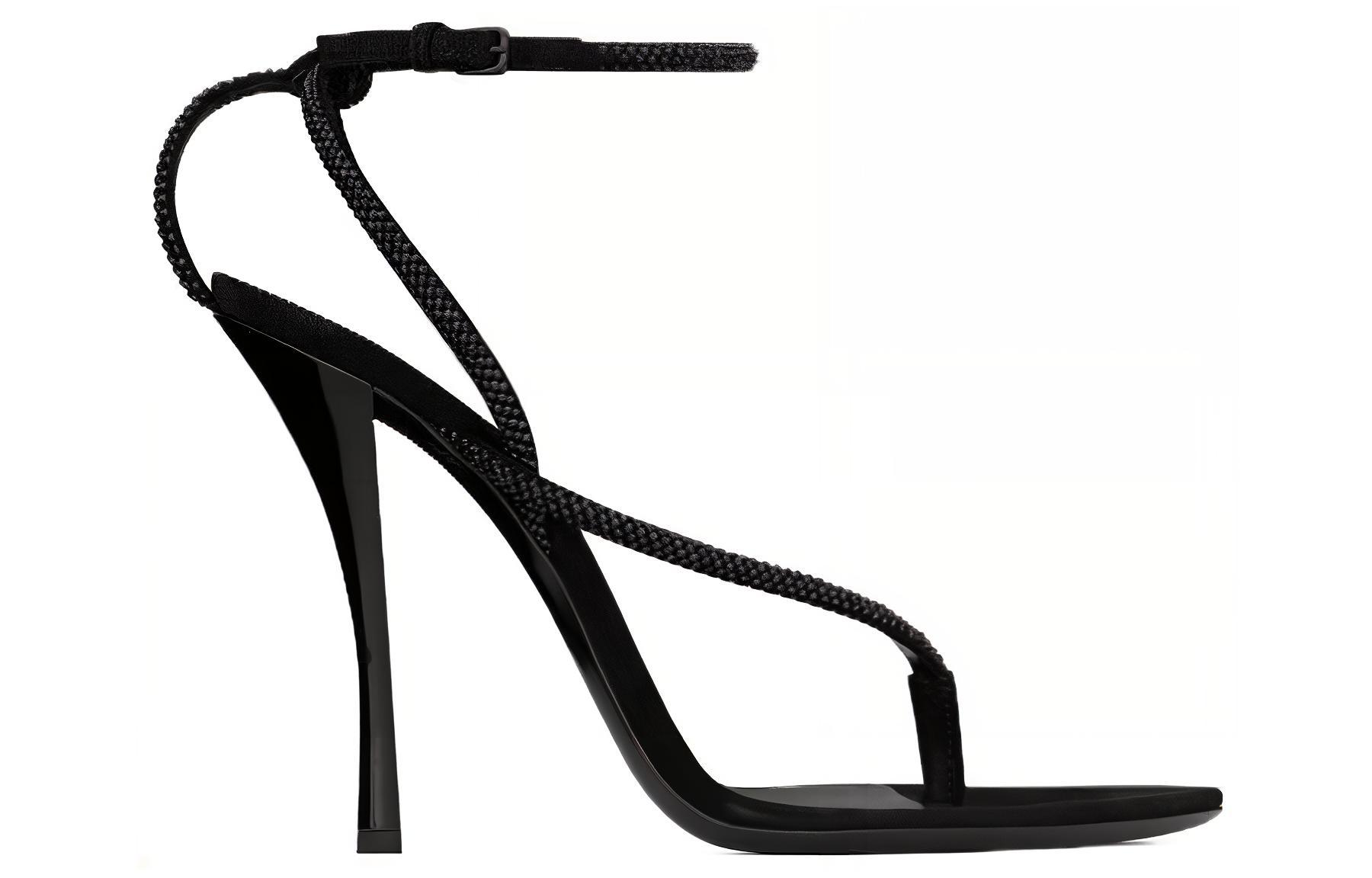 (W) Saint Laurent Black 'Simple One-Strap Sandal' 圖 2