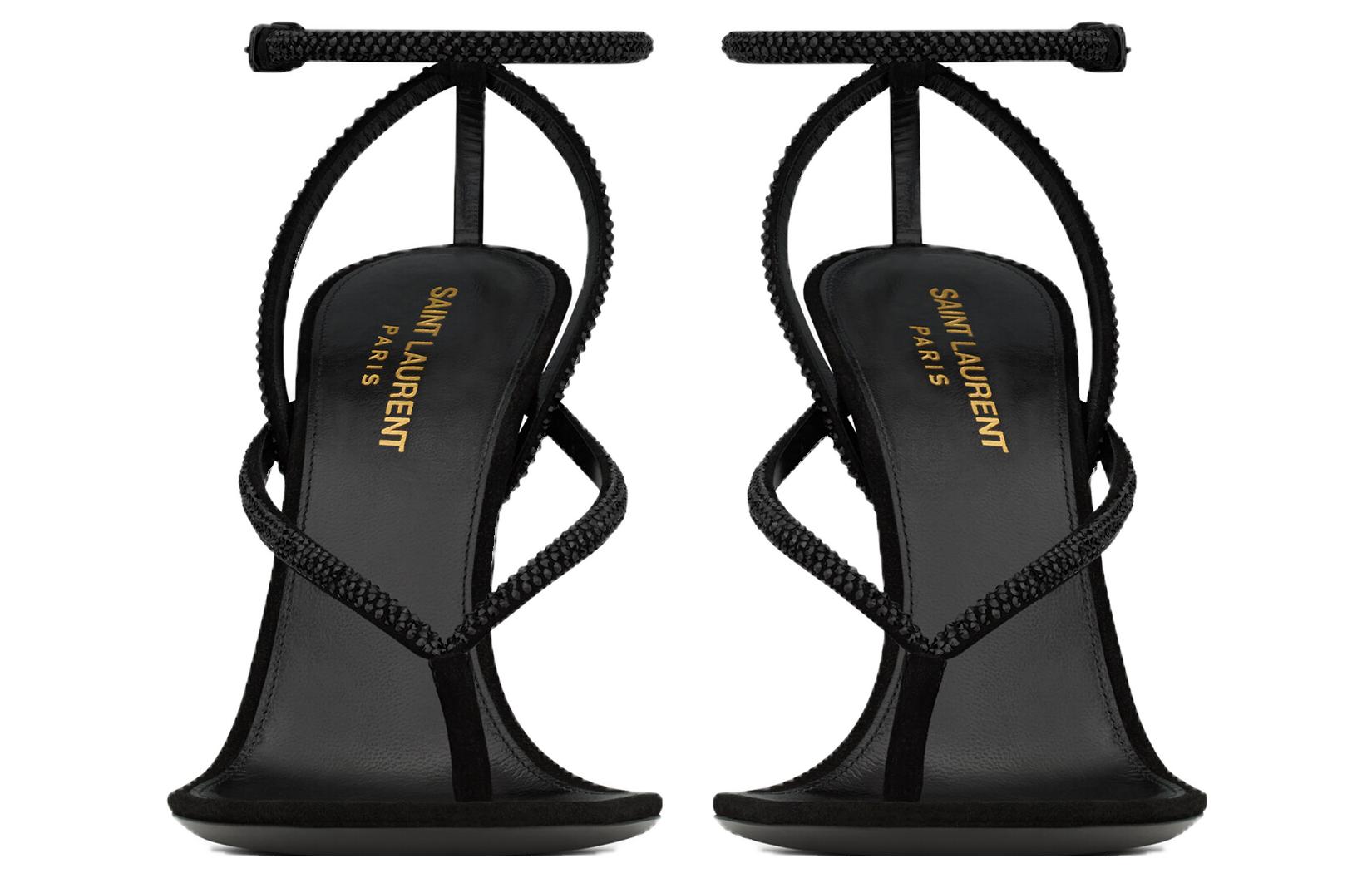 (W) Saint Laurent Black 'Simple One-Strap Sandal' 圖 4